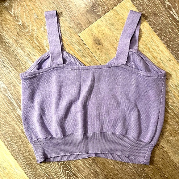 Lavender purple crop tank top heart buttons small - Picture 2 of 2